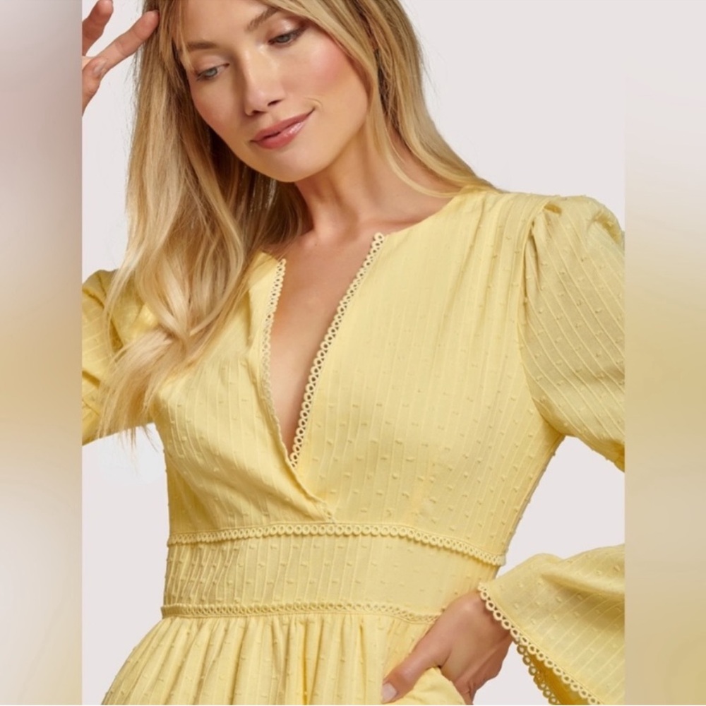 Lost + Wander Picking Daisies Yellow Textured Dress small - Picture 10 of 11